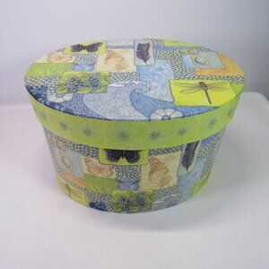 Spring Oval Gift Boxes Butterfly Blue & Green (1) Storage Box